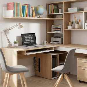 Centro de Estudio Personalizado – Escritorio con Biblioteca y Organizador - vista 1