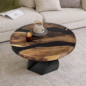 Mesa Auxiliar de Resina Epóxica Personalizada (Ø 50 cm) – Arte & Diseño - vista 9