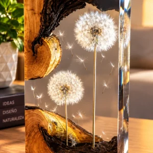 Lámpara Artesanal de Resina Epóxica Encapsuladas (30 cm) - Iluminación LED Cálida - vista 4