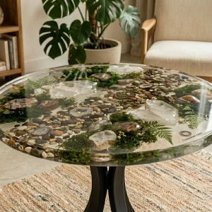 Mesa Auxiliar de Resina Epóxica Personalizada (Ø 50 cm) – Arte & Diseño - vista 2